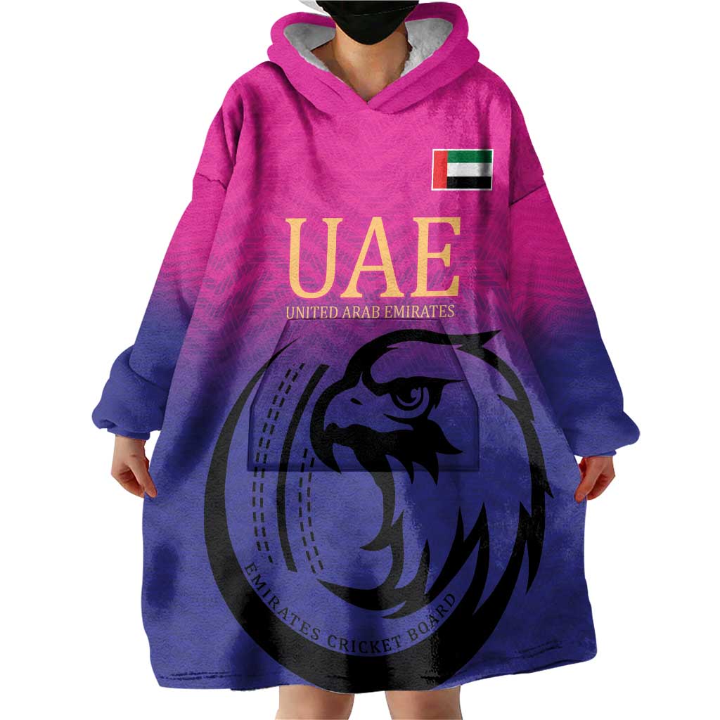 Custom UAE Cricket Wearable Blanket Hoodie United Arab Emirates Falcon Sporty Pattern - Wonder Print Shop
