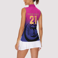 Custom UAE Cricket Women Sleeveless Polo Shirt United Arab Emirates Falcon Sporty Pattern - Wonder Print Shop