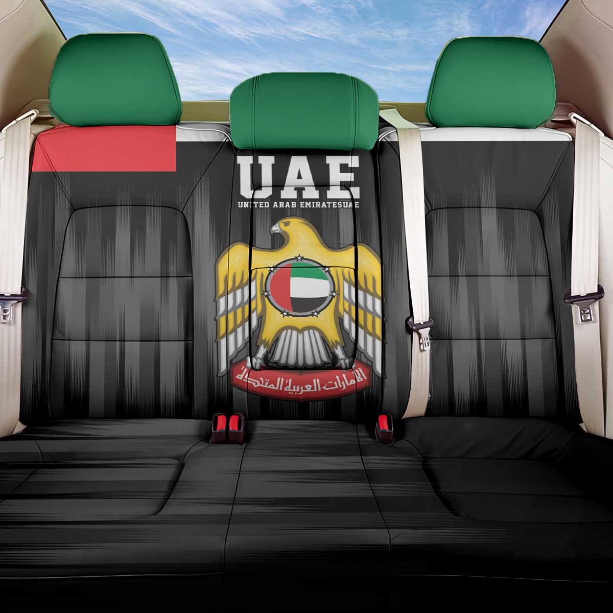 United Arab Emirates Back Car Seat Cover UAE Emblem Hawk of Quraish LT9 - Wonder Print Shop