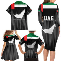 United Arab Emirates Family Matching Long Sleeve Bodycon Dress and Hawaiian Shirt UAE Emblem Hawk of Quraish LT9 - Wonder Print Shop