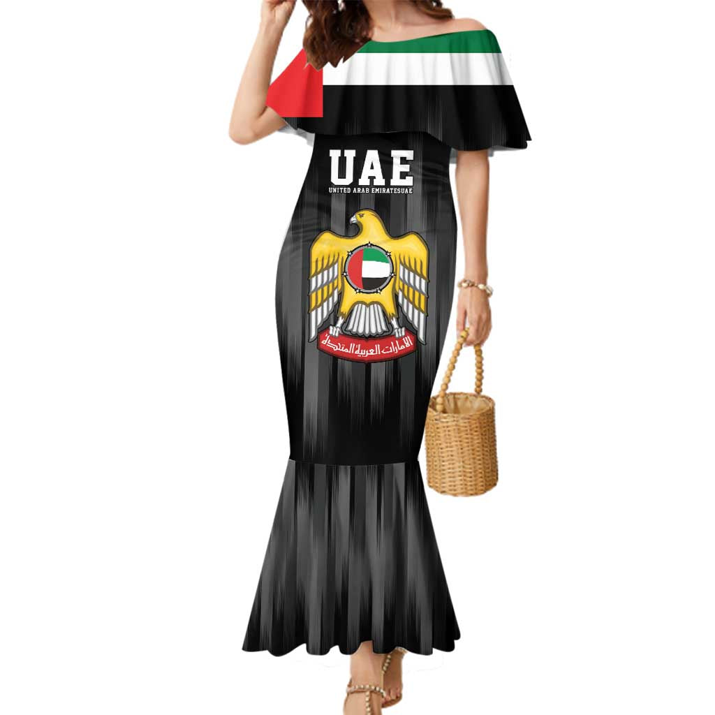 United Arab Emirates Family Matching Mermaid Dress and Hawaiian Shirt UAE Emblem Hawk of Quraish LT9 - Wonder Print Shop