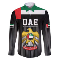 United Arab Emirates Family Matching Off The Shoulder Long Sleeve Dress and Hawaiian Shirt UAE Emblem Hawk of Quraish - Wonder Print Shop