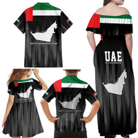 United Arab Emirates Family Matching Off Shoulder Maxi Dress and Hawaiian Shirt UAE Emblem Hawk of Quraish LT9 - Wonder Print Shop