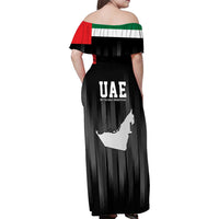 United Arab Emirates Family Matching Off Shoulder Maxi Dress and Hawaiian Shirt UAE Emblem Hawk of Quraish LT9 - Wonder Print Shop