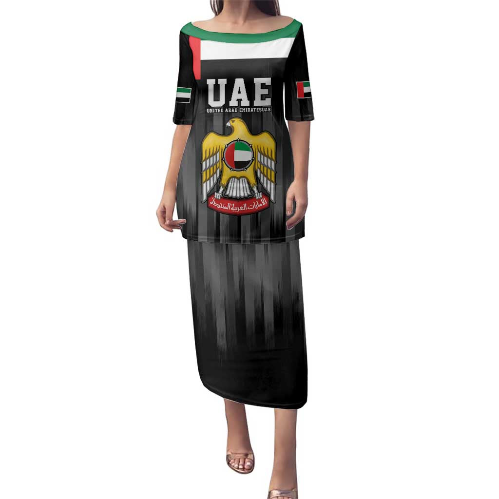 United Arab Emirates Family Matching Puletasi and Hawaiian Shirt UAE Emblem Hawk of Quraish - Wonder Print Shop