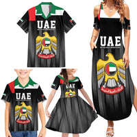 United Arab Emirates Family Matching Summer Maxi Dress and Hawaiian Shirt UAE Emblem Hawk of Quraish - Wonder Print Shop