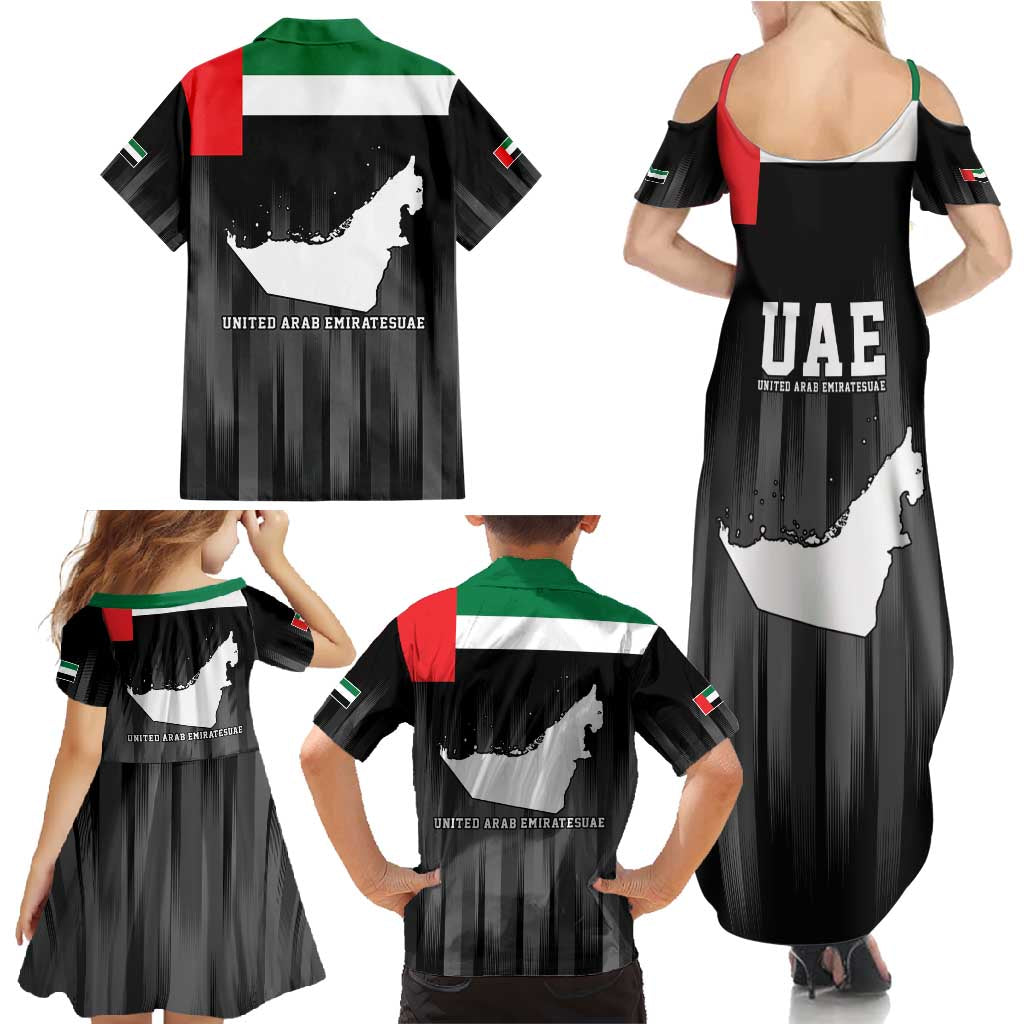 United Arab Emirates Family Matching Summer Maxi Dress and Hawaiian Shirt UAE Emblem Hawk of Quraish - Wonder Print Shop