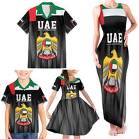 United Arab Emirates Family Matching Tank Maxi Dress and Hawaiian Shirt UAE Emblem Hawk of Quraish - Wonder Print Shop