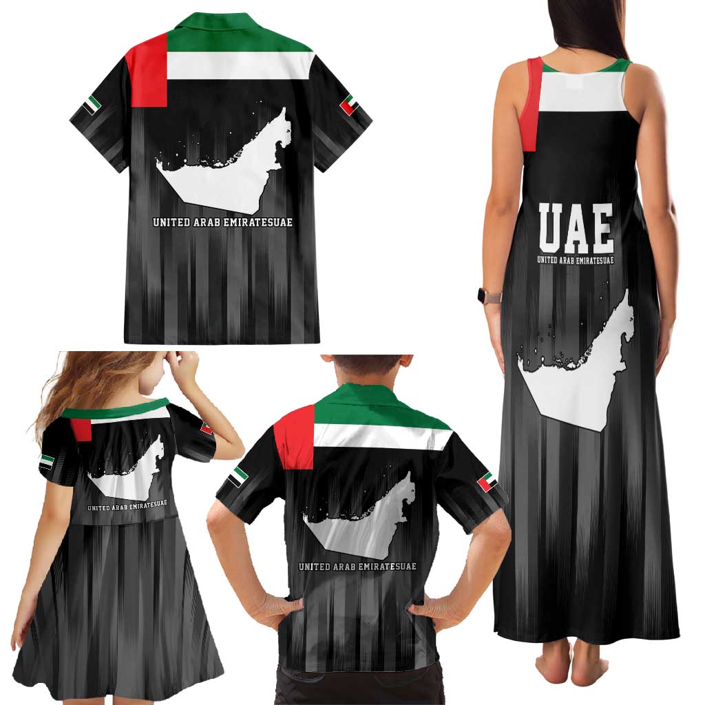United Arab Emirates Family Matching Tank Maxi Dress and Hawaiian Shirt UAE Emblem Hawk of Quraish - Wonder Print Shop