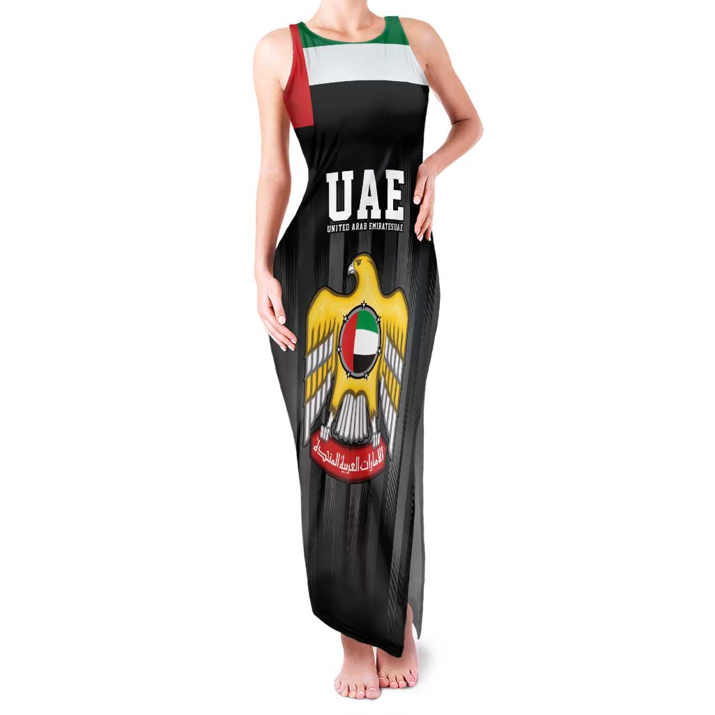 United Arab Emirates Family Matching Tank Maxi Dress and Hawaiian Shirt UAE Emblem Hawk of Quraish - Wonder Print Shop