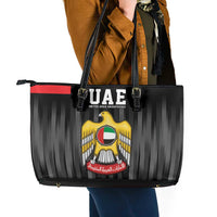United Arab Emirates Leather Tote Bag UAE Emblem Hawk of Quraish - Wonder Print Shop