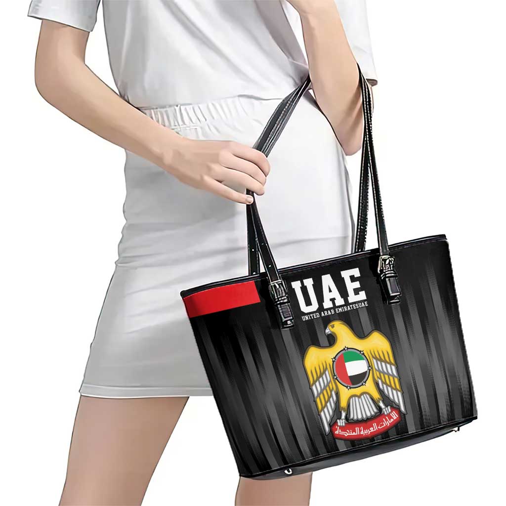 United Arab Emirates Leather Tote Bag UAE Emblem Hawk of Quraish - Wonder Print Shop
