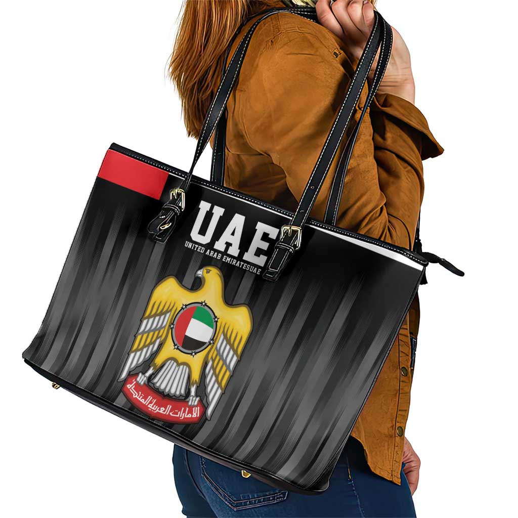 United Arab Emirates Leather Tote Bag UAE Emblem Hawk of Quraish - Wonder Print Shop