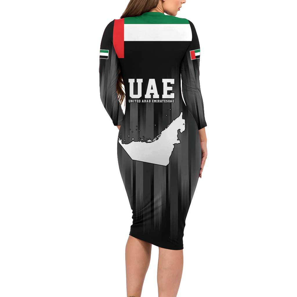 United Arab Emirates Long Sleeve Bodycon Dress UAE Emblem Hawk of Quraish - Wonder Print Shop