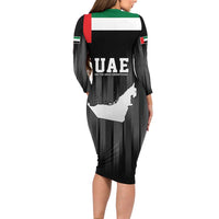 United Arab Emirates Long Sleeve Bodycon Dress UAE Emblem Hawk of Quraish - Wonder Print Shop