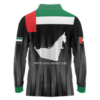 United Arab Emirates Long Sleeve Polo Shirt UAE Emblem Hawk of Quraish - Wonder Print Shop