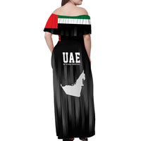 United Arab Emirates Off Shoulder Maxi Dress UAE Emblem Hawk of Quraish - Wonder Print Shop