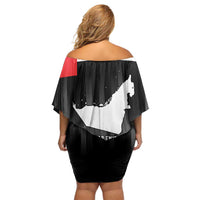 United Arab Emirates Off Shoulder Short Dress UAE Emblem Hawk of Quraish - Wonder Print Shop