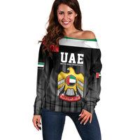 United Arab Emirates Off Shoulder Sweater UAE Emblem Hawk of Quraish - Wonder Print Shop