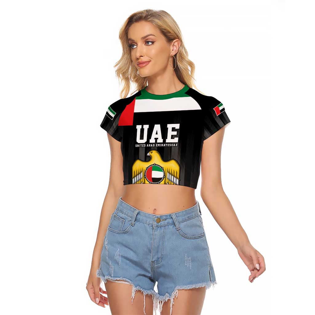United Arab Emirates Raglan Cropped T Shirt UAE Emblem Hawk of Quraish - Wonder Print Shop