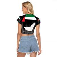 United Arab Emirates Raglan Cropped T Shirt UAE Emblem Hawk of Quraish - Wonder Print Shop
