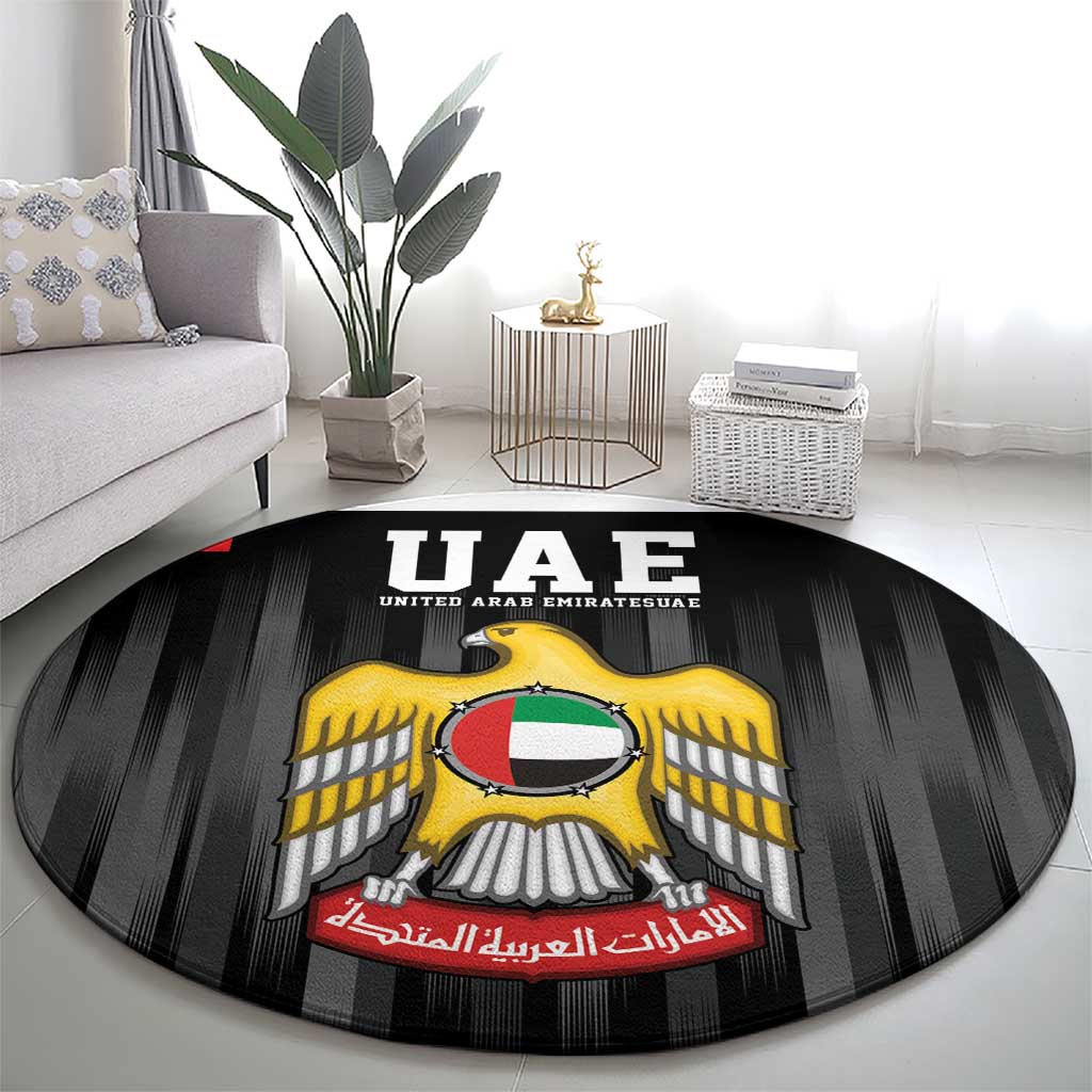 United Arab Emirates Round Carpet UAE Emblem Hawk of Quraish LT9