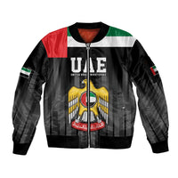 United Arab Emirates Sleeve Zip Bomber Jacket UAE Emblem Hawk of Quraish - Wonder Print Shop