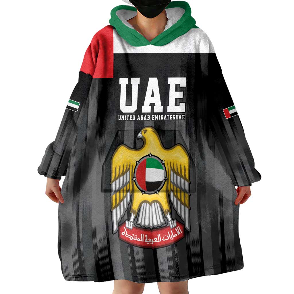United Arab Emirates Wearable Blanket Hoodie UAE Emblem Hawk of Quraish - Wonder Print Shop