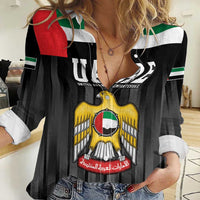 United Arab Emirates Women Casual Shirt UAE Emblem Hawk of Quraish - Wonder Print Shop