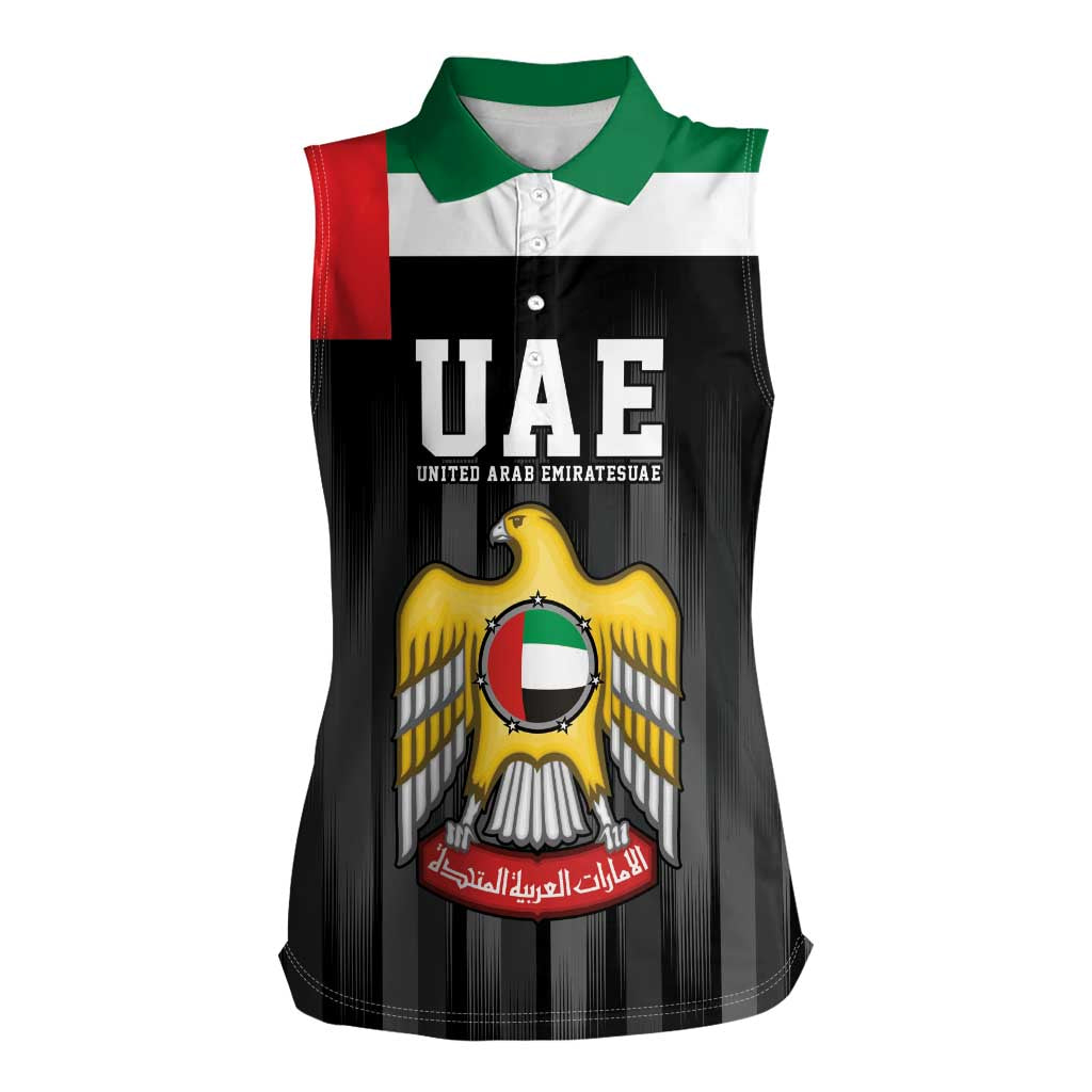 United Arab Emirates Women Sleeveless Polo Shirt UAE Emblem Hawk of Quraish - Wonder Print Shop