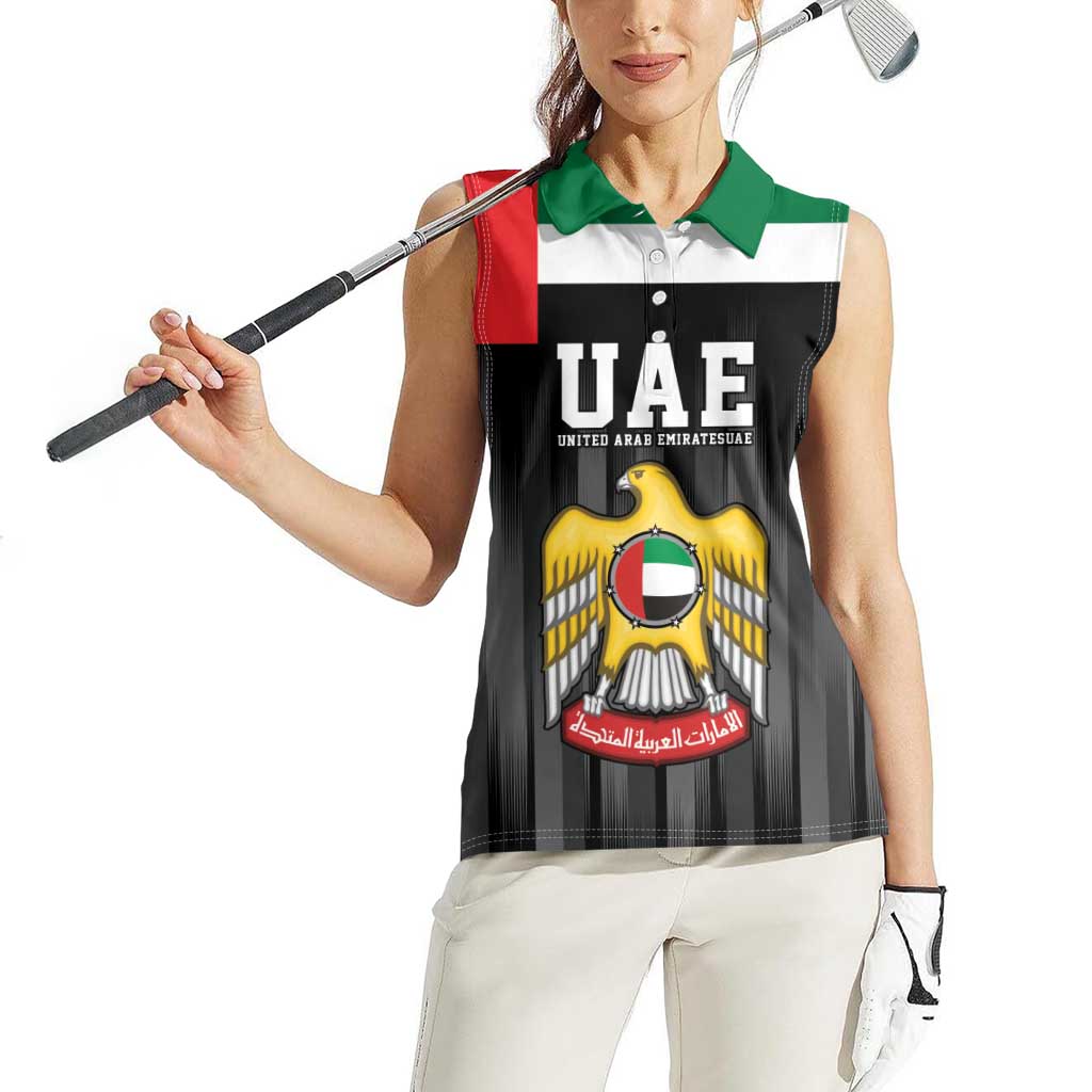 United Arab Emirates Women Sleeveless Polo Shirt UAE Emblem Hawk of Quraish - Wonder Print Shop