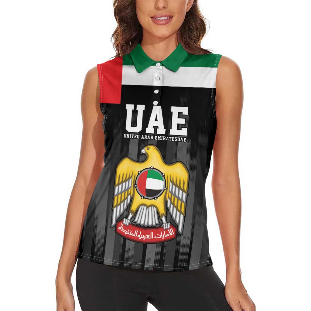 United Arab Emirates Women Sleeveless Polo Shirt UAE Emblem Hawk of Quraish - Wonder Print Shop