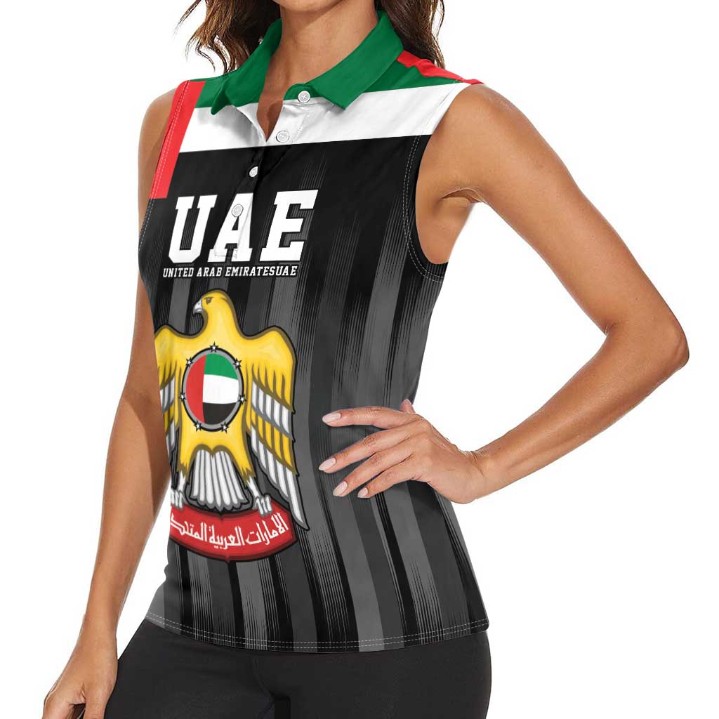 United Arab Emirates Women Sleeveless Polo Shirt UAE Emblem Hawk of Quraish - Wonder Print Shop