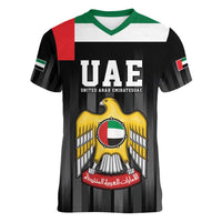 United Arab Emirates Women V-Neck T-Shirt UAE Emblem Hawk of Quraish - Wonder Print Shop