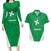 Personalized Italy Lombardy Couples Matching Long Sleeve Bodycon Dress and Hawaiian Shirt Inspiration Flags Style