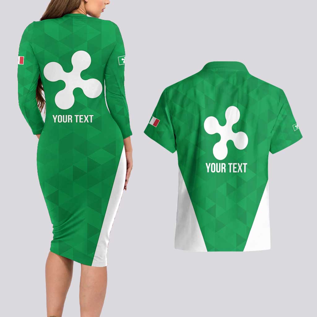 Personalized Italy Lombardy Couples Matching Long Sleeve Bodycon Dress and Hawaiian Shirt Inspiration Flags Style