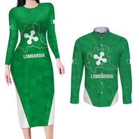 Personalized Italy Lombardy Couples Matching Long Sleeve Bodycon Dress and Long Sleeve Button Shirt Inspiration Flags Style