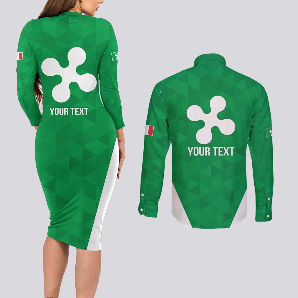 Personalized Italy Lombardy Couples Matching Long Sleeve Bodycon Dress and Long Sleeve Button Shirt Inspiration Flags Style