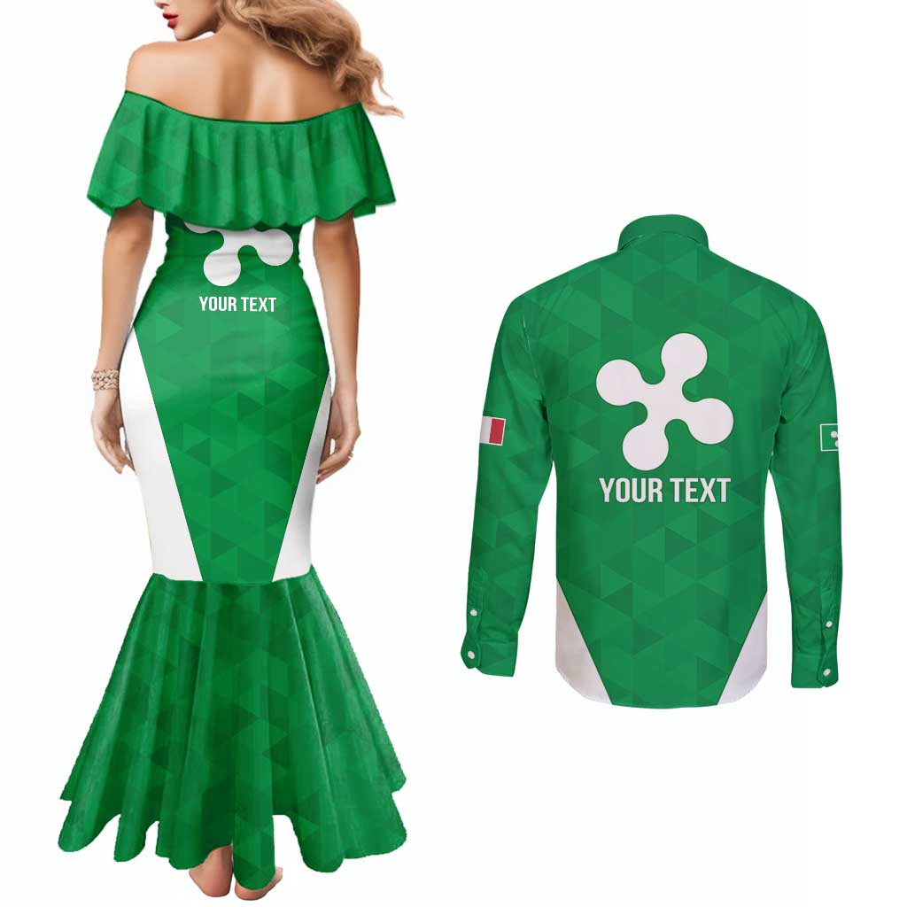 Personalized Italy Lombardy Couples Matching Mermaid Dress and Long Sleeve Button Shirt Inspiration Flags Style