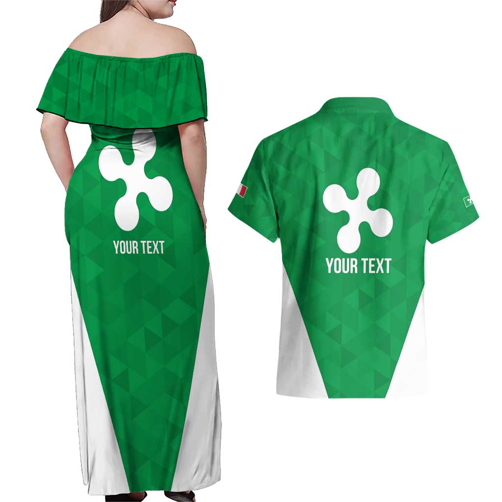 Personalized Italy Lombardy Couples Matching Off Shoulder Maxi Dress and Hawaiian Shirt Inspiration Flags Style