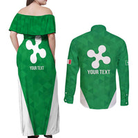 Personalized Italy Lombardy Couples Matching Off Shoulder Maxi Dress and Long Sleeve Button Shirt Inspiration Flags Style