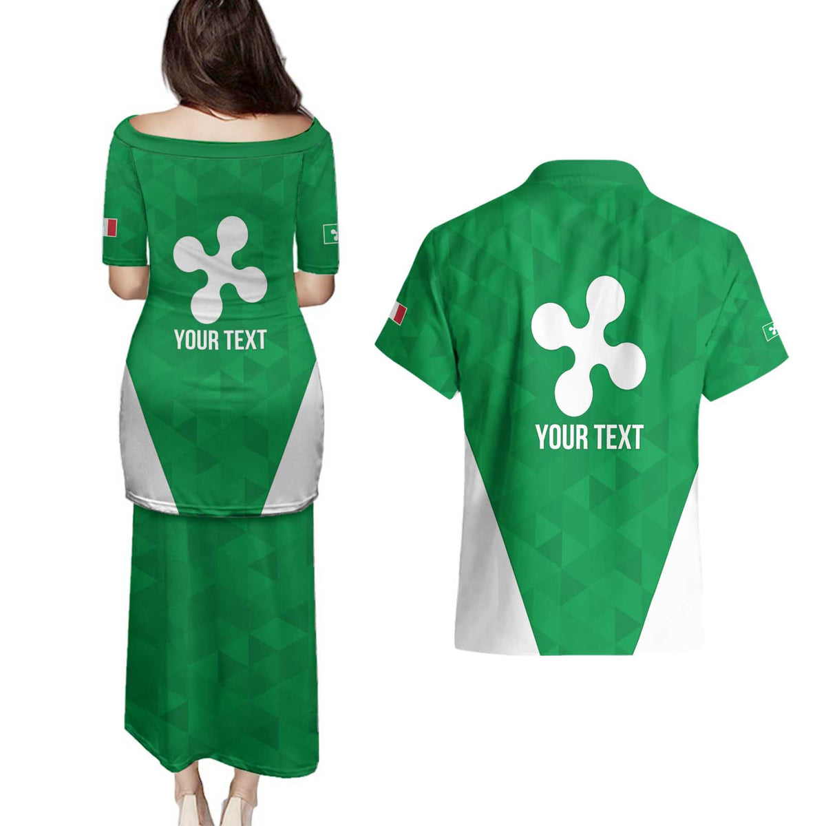 Personalized Italy Lombardy Couples Matching Puletasi and Hawaiian Shirt Inspiration Flags Style