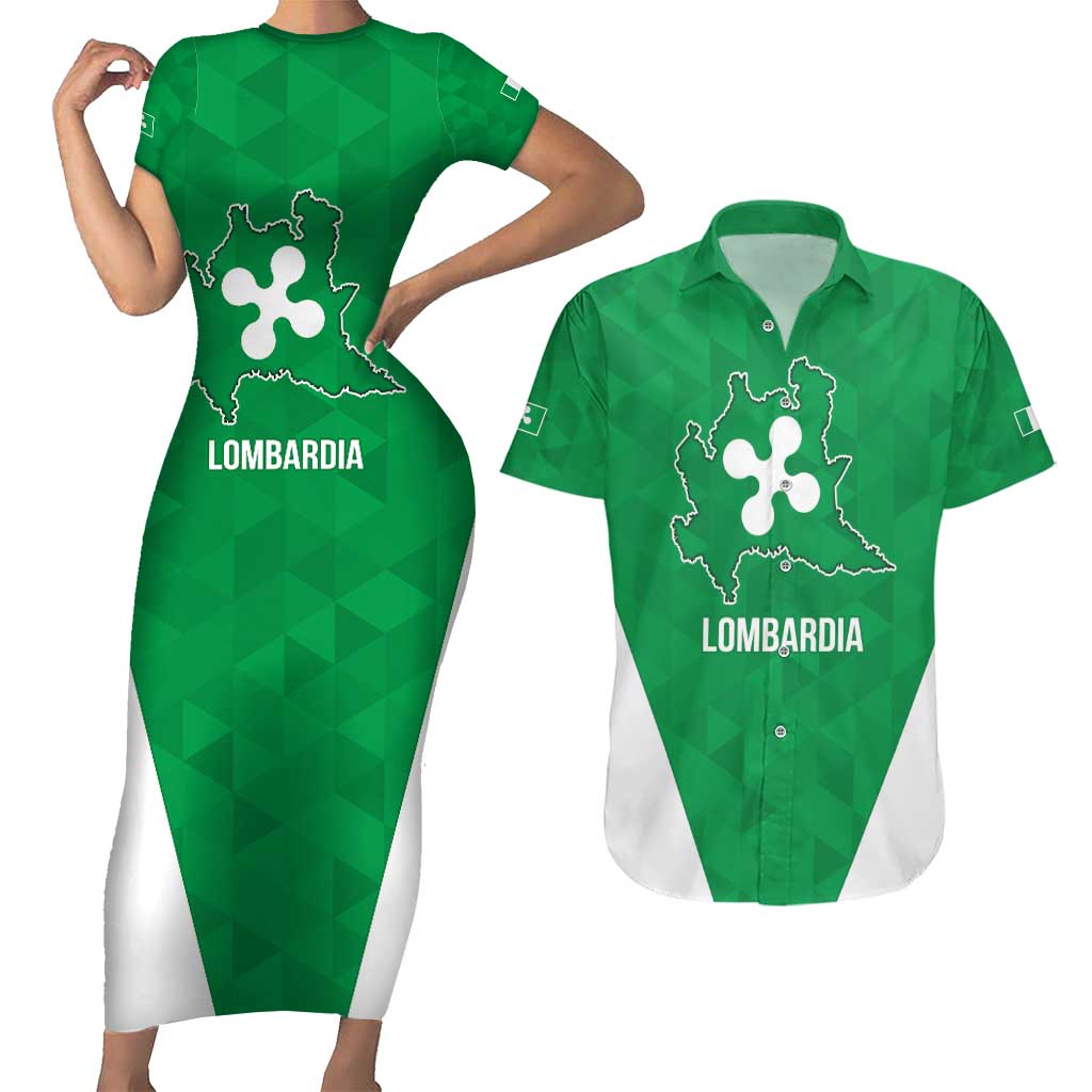 Personalized Italy Lombardy Couples Matching Short Sleeve Bodycon Dress and Hawaiian Shirt Inspiration Flags Style