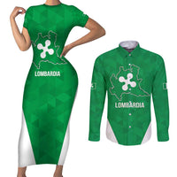 Personalized Italy Lombardy Couples Matching Short Sleeve Bodycon Dress and Long Sleeve Button Shirt Inspiration Flags Style