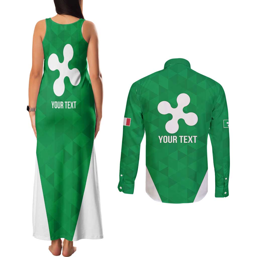 Personalized Italy Lombardy Couples Matching Tank Maxi Dress and Long Sleeve Button Shirt Inspiration Flags Style
