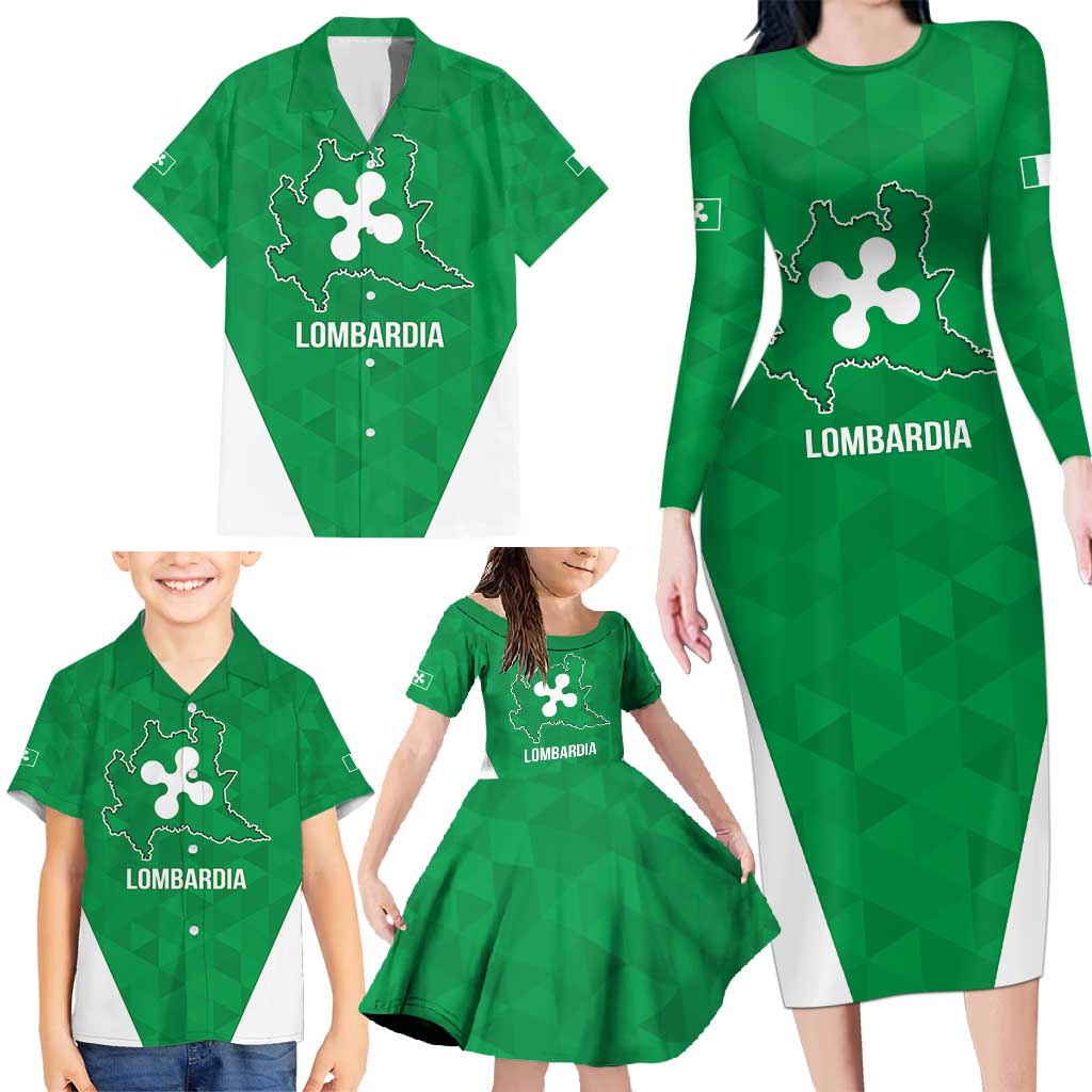 Personalized Italy Lombardy Family Matching Long Sleeve Bodycon Dress and Hawaiian Shirt Inspiration Flags Style