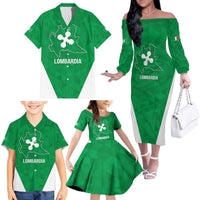 Personalized Italy Lombardy Family Matching Off The Shoulder Long Sleeve Dress and Hawaiian Shirt Inspiration Flags Style