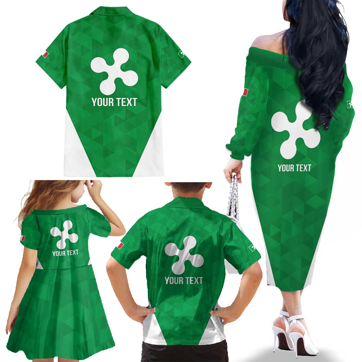 Personalized Italy Lombardy Family Matching Off The Shoulder Long Sleeve Dress and Hawaiian Shirt Inspiration Flags Style
