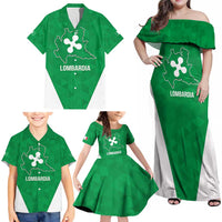 Personalized Italy Lombardy Family Matching Off Shoulder Maxi Dress and Hawaiian Shirt Inspiration Flags Style