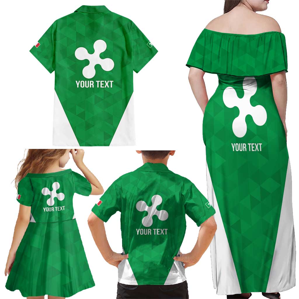 Personalized Italy Lombardy Family Matching Off Shoulder Maxi Dress and Hawaiian Shirt Inspiration Flags Style